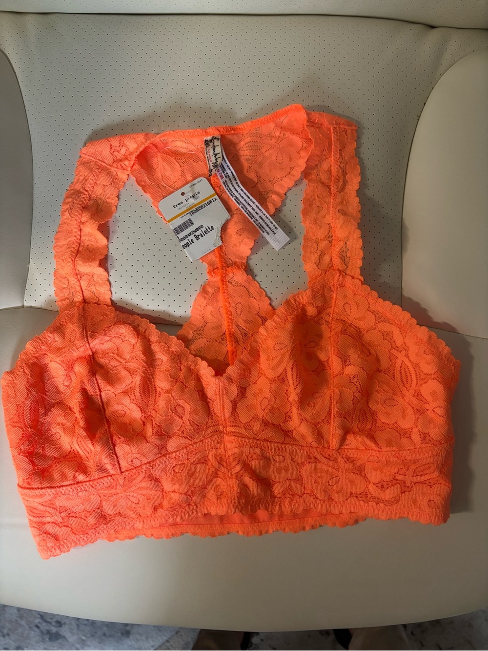 Free People Neon Coral Lace Racerback Bralette